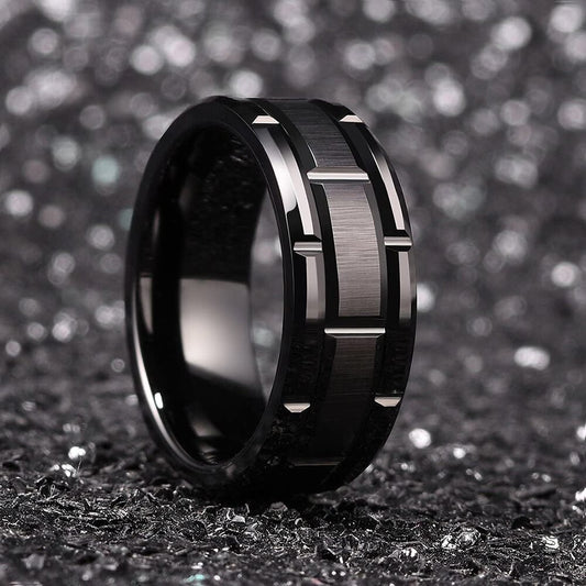 Tungsten Ring Brick Pattern (3 Colours)