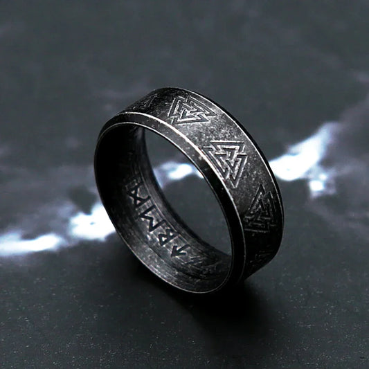 Vintage Viking Triangle Rune Ring