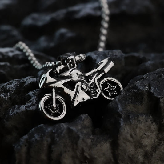 Retro Motorcycle Pendant with Chain