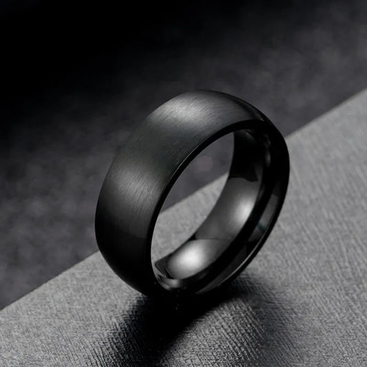Simple Black Stainless Steel Ring