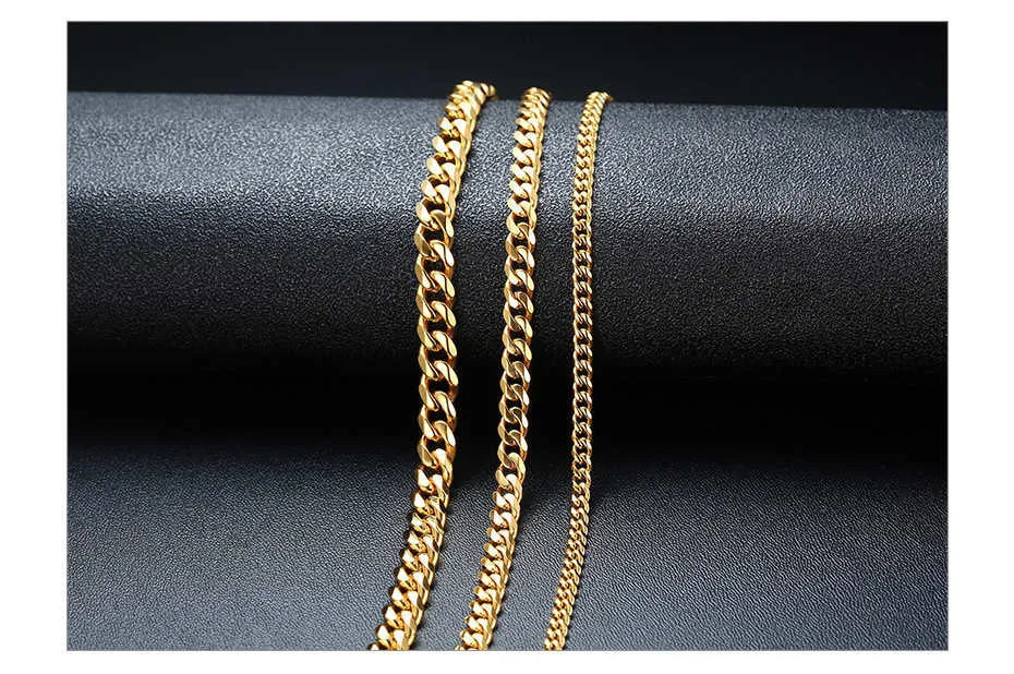 Gold Chain Necklace Stainless Steel Curb Link